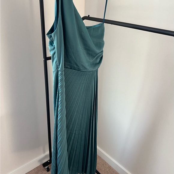 NWT Sam Edelman Beautiful Teal One Shoulder Pleated Dress Sz 8 - Picture 3 of 6